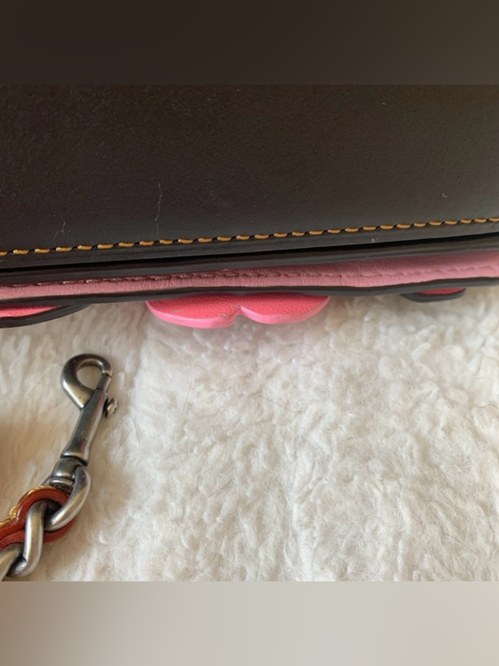 Coach 1941 Black Pink Tea Rose Appliqué Double Dinky Bag - Picture 11 of 16